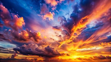 Fototapeta premium Dramatic sky with cloud at sunset, creative banner, copyspace image, sunset sky, cloud background