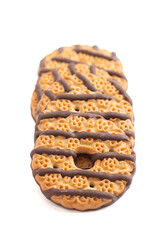 Fresh Fudge Striped Shortbreak Cookies Isolated on a White Background