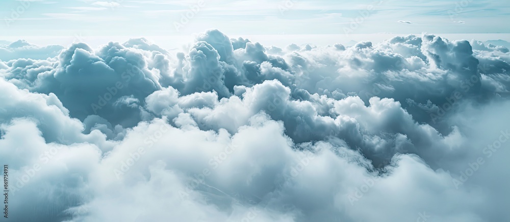 Poster Aerial view of cloudy sky with copy space image.