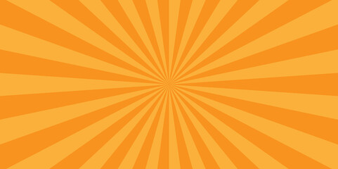 Vector orange sun rays and sunburst backdrop background. seamless retro vintage burst sunrise sunbeam element spiral striped illustration sunray template wallpaper design.