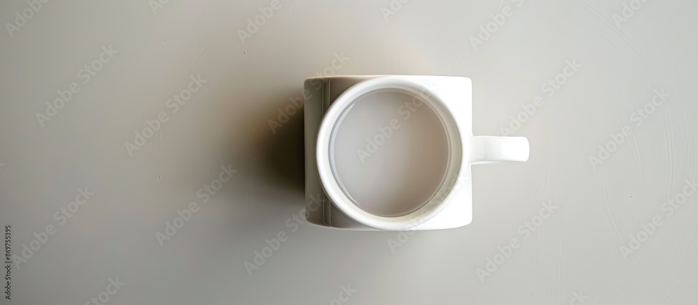 Poster top view of a white coffee mug with copy space image.