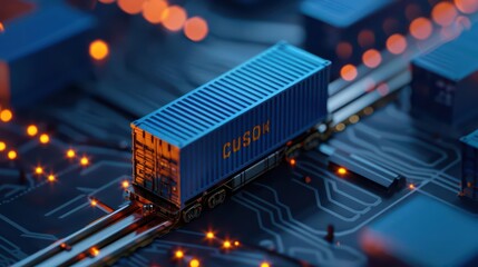 Obraz premium Blockchainbased supply chains ensure transparency and efficiency, transforming traditional logistics into a secure and streamlined digital network, with copy space
