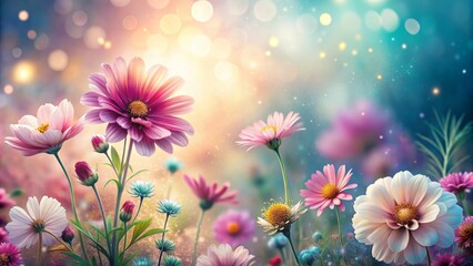 Fototapeta premium Floral macro photography with soft-focus background , Artistic banner template , Negative space for text