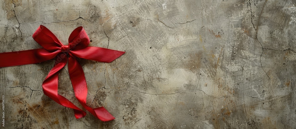 Fototapete a paper textured background featuring a red ribbon with copy space image.