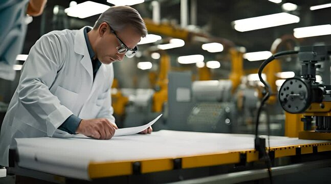 technician engineer working on paper document in factory
