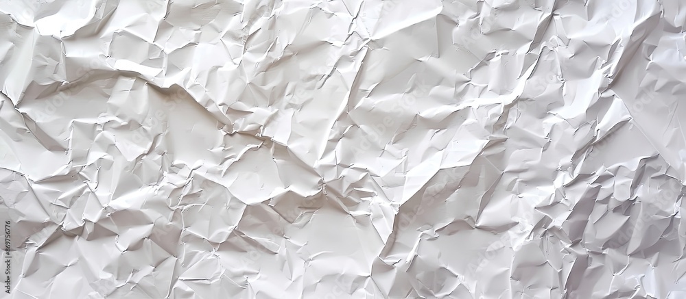 Fototapete Top view of crumpled white paper providing a textured background with copy space image.