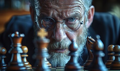 A Businessman Strategizing: Playing Chess
