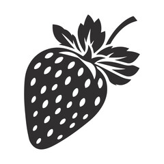 Strawberry with leaf, vector illustration, line art, vector icon.