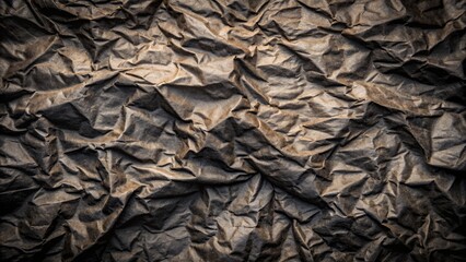 Grunge textured crumpled paper backdrop with copy space for text or design - Black creased background