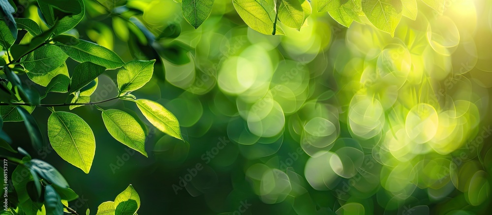 Poster Background of green leaves with copy space image.