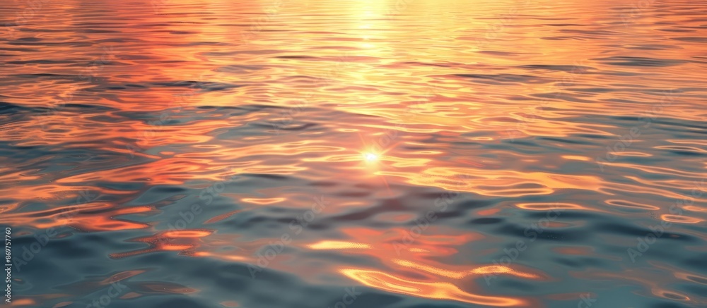 Poster Subtle sunset reflection on calm water, suitable for adding text or images in the highlighted portion.