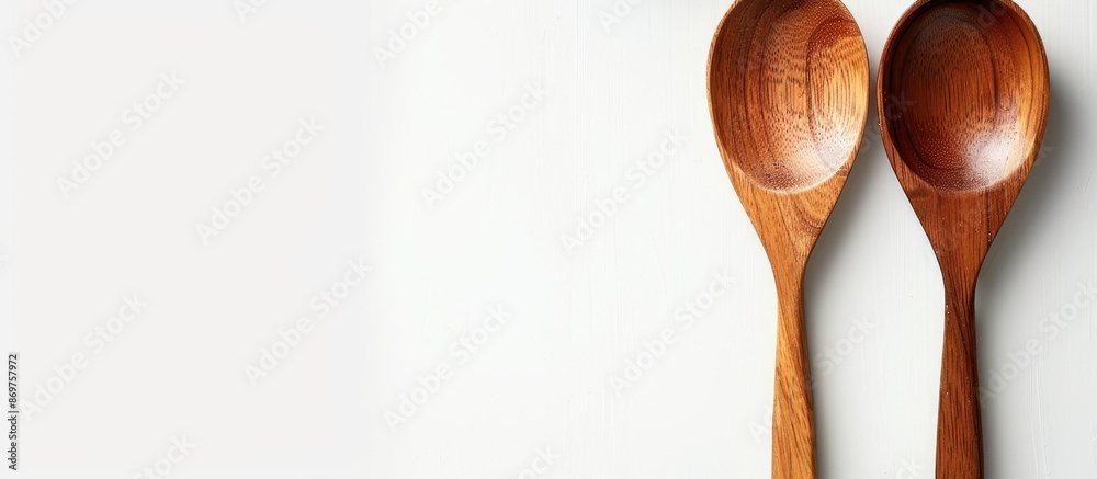 Poster Image of two wooden spoons on a white backdrop with ample copy space.