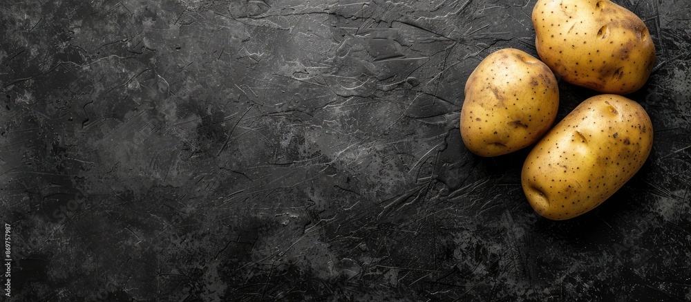 Aufkleber potato displayed on a dark background with ample copy space image.