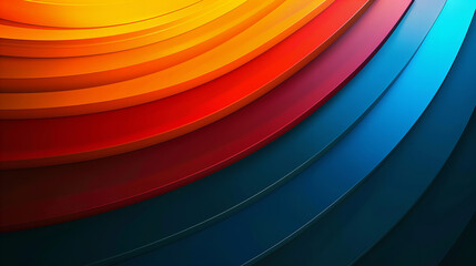 image features an abstract design with curved, layered bands in a gradient from blue to red. The vibrant colors symbolize diversity and creativity, while the smooth lines represent harmony and balance