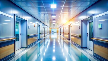 Luxurious and abstract hospital corridor design, modern clinic interior, healthcare architecture, medical facility, healthcare design