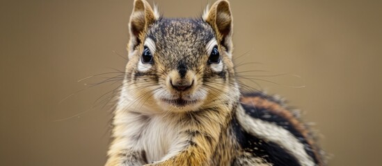 Obraz premium A Three-Striped Palm Squirrel against a blank background, ideal for a copy space image to use as wallpaper.