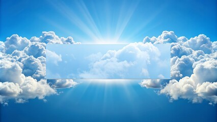 Mesmerizing clouds grace a clear blue sky, offering ample space for creative messages. sky photography, cloud patterns, serene atmosphere, banner design, open space