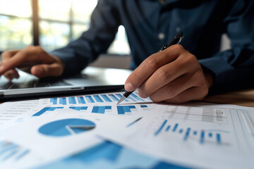 Businessman Analyzing Financial Charts.