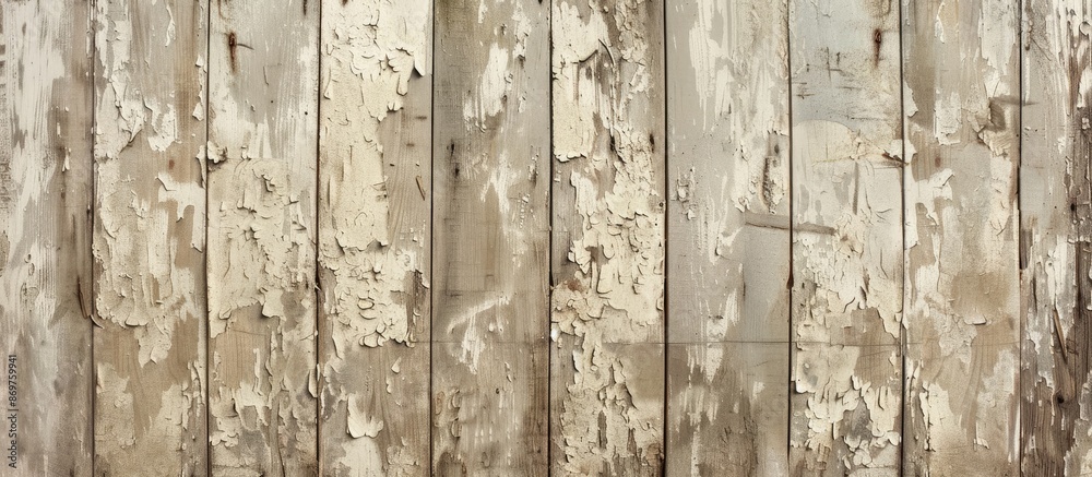 Poster a weathered wooden wall with beige paint remnants providing a rustic backdrop for a copy space image