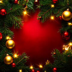 Festive Christmas Tree with Red and Gold Ornaments