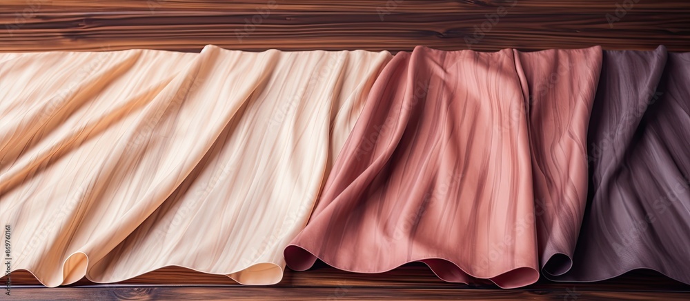 Aufkleber Wooden table background with abstract tablecloths, perfect for a copy space image.