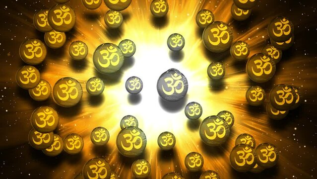 3D Beautiful Aum Symbol with Radial light effect