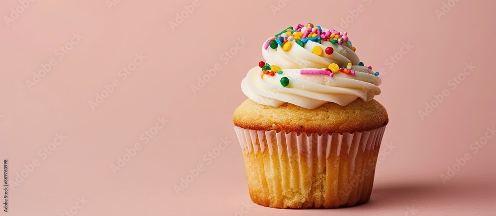 Aufkleber a cupcake adorned with colorful sprinkles, showcasing a delightful appearance against a blank backgr