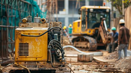 Robust Gasoline Generator Powering Heavy Machinery on a Busy Construction Site