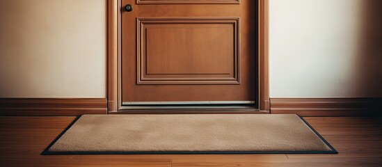 An e-commerce delivery left on a welcome mat with copy space image.