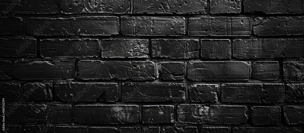 Poster brick wall background in black with space for text or image.