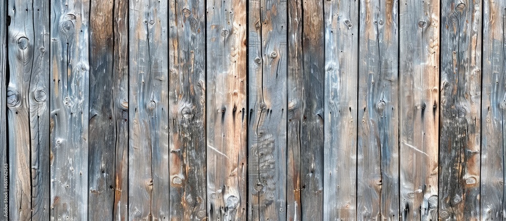 Poster weathered old wooden fence with vertical boards texture providing copy space image.