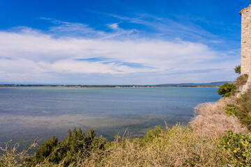 Vue sur l'Étang de Bages-Sigean depuis les hauteurs de Bages