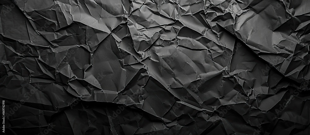 Poster background of crumpled black paper with copy space image.