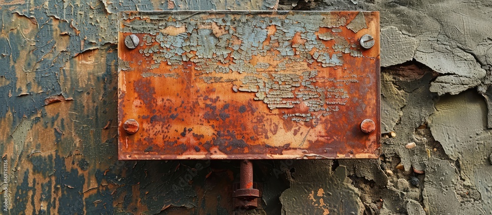 Poster An empty sign, made of metal and covered in rust, ideal for placing copy space image.