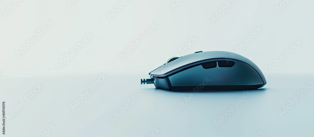 Poster mouse computer isolated on a white background with selective focus creating a copy space image.