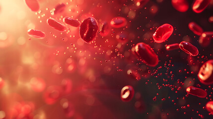 3d render of red cells flowing in the background, medical theme design