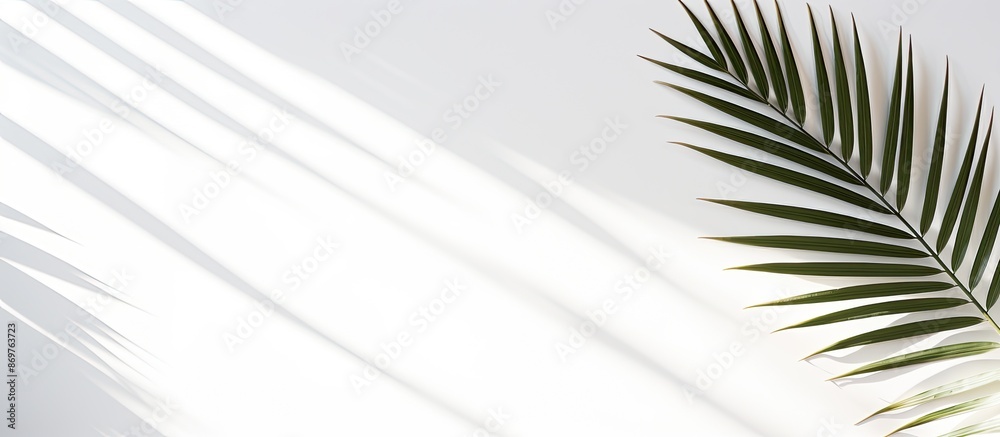 Leinwandbilder a minimalist composition portraying a monochromatic palm leaf shadow against a white surface. backgr