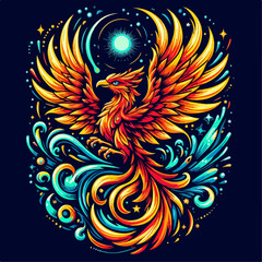 illustration of phoenix suitable for T-shirt design