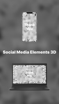 Social Media Bundle contains collection of various vertically and horizontally oriented animations with trendy 3D icons and emojis falling down and filling up the space