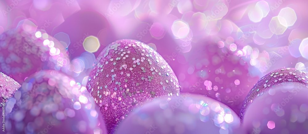 Aufkleber easter eggs adorned with shiny purple sparkles in a close-up copy space image.