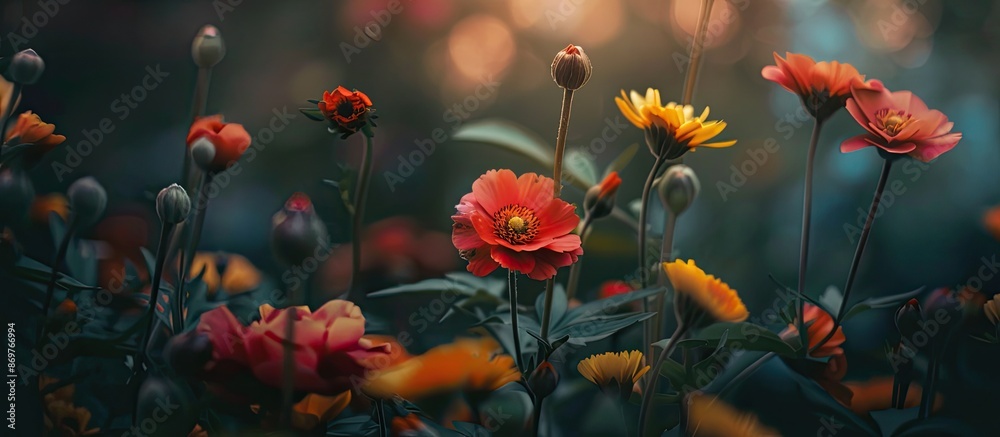Poster Indistinct image of flowers with copy space image.