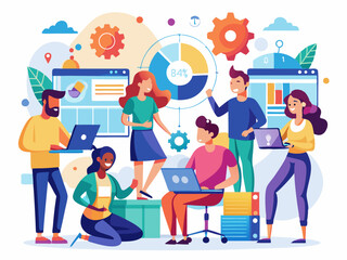 A team collaborating on a technology project