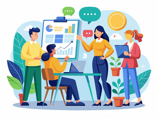 Fototapeta premium Colleagues working on a group presentation