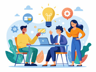 Employees brainstorming new product ideas