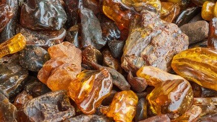 Assorted Polished and Unpolished Amber Stones