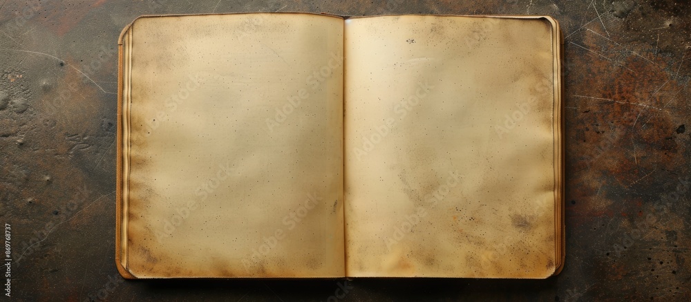Poster A notebook featuring a designated area for additional content, known as a copy space image.
