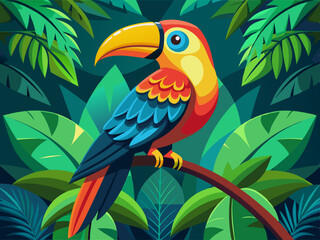 A tropical bird perched on a branch