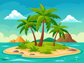 Fototapeta premium A tropical island with palm trees