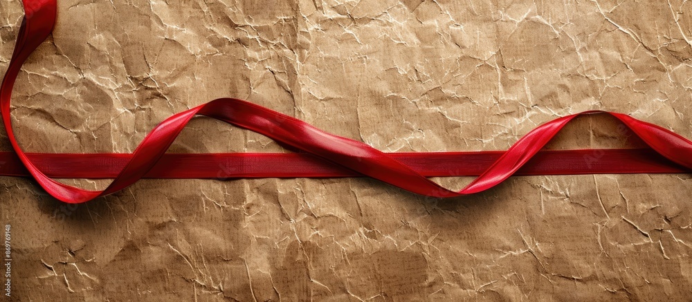 Fototapete A textured paper background with a red ribbon creates an elegant image with copy space.