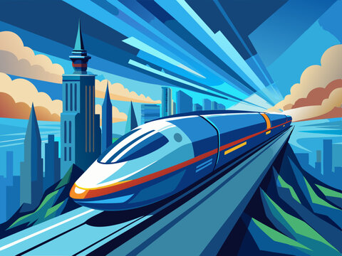 A futuristic hyperloop pod traveling at high speed